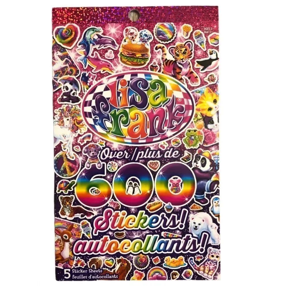 FREE WITH ANY PURCHASE LISA FRANK Authentic 600pc Sticker Book 5 pages 🌈